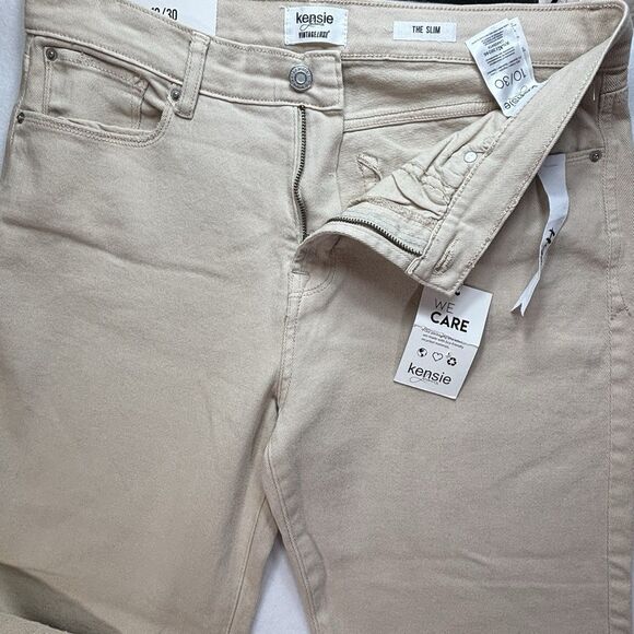 KENZIE Vintage Luxe Jeans THE SLIM Beige Raw Hem - Picture 4 of 11